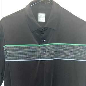Callaway Men's Polo Shirt in Black with Green and Gray Stripes